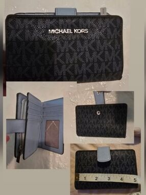 Michael Kors Black Wallet with Light Blue Interior Trim